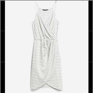 Market & Spruce faux wrap knit dress black white stripe
